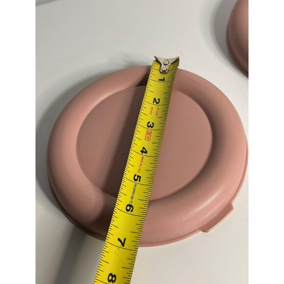 Vintage Tupperware Replacement Lids | Set of 2 Round 6.5" Dusty Rose Covers USA - Picture 5 of 6